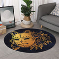 Japanese Fox Mask Print Round Rug