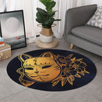 Japanese Fox Mask Print Round Rug