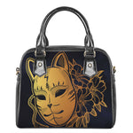 Japanese Fox Mask Print Shoulder Handbag