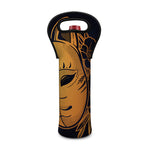 Japanese Fox Mask Print Single Neoprene Wine Tote