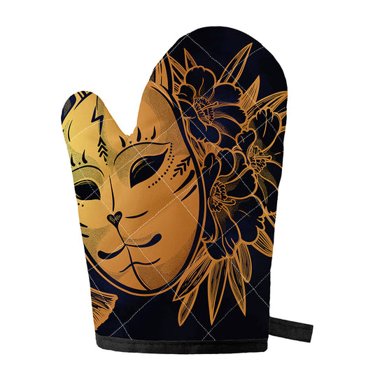 Japanese Fox Mask Print Single Oven Mitt