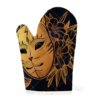 Japanese Fox Mask Print Single Oven Mitt