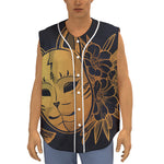 Japanese Fox Mask Print Sleeveless Baseball Jersey