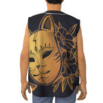 Japanese Fox Mask Print Sleeveless Baseball Jersey