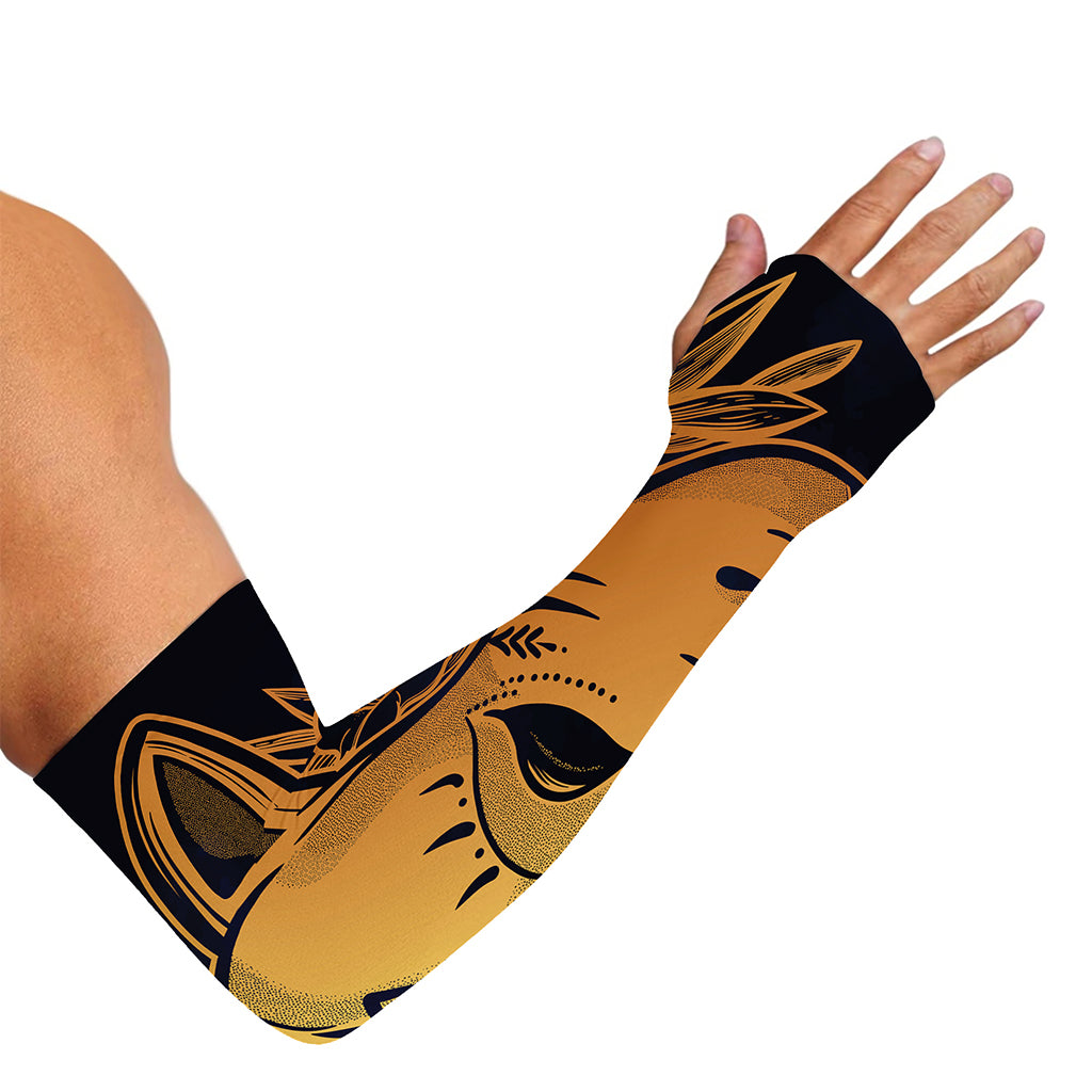 Japanese Fox Mask Print Sun Protection Arm Sleeves