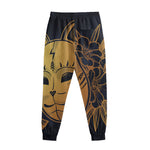 Japanese Fox Mask Print Sweatpants