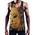 Japanese Fox Mask Print Men's Workout Tank Top
