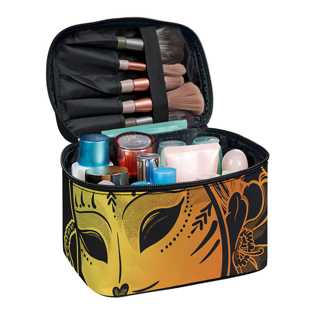 Japanese Fox Mask Print Travel Makeup Bag