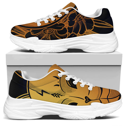 Japanese Fox Mask Print White Chunky Shoes