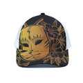 Japanese Fox Mask Print White Mesh Trucker Hat