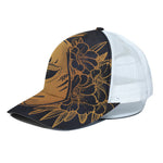 Japanese Fox Mask Print White Mesh Trucker Cap