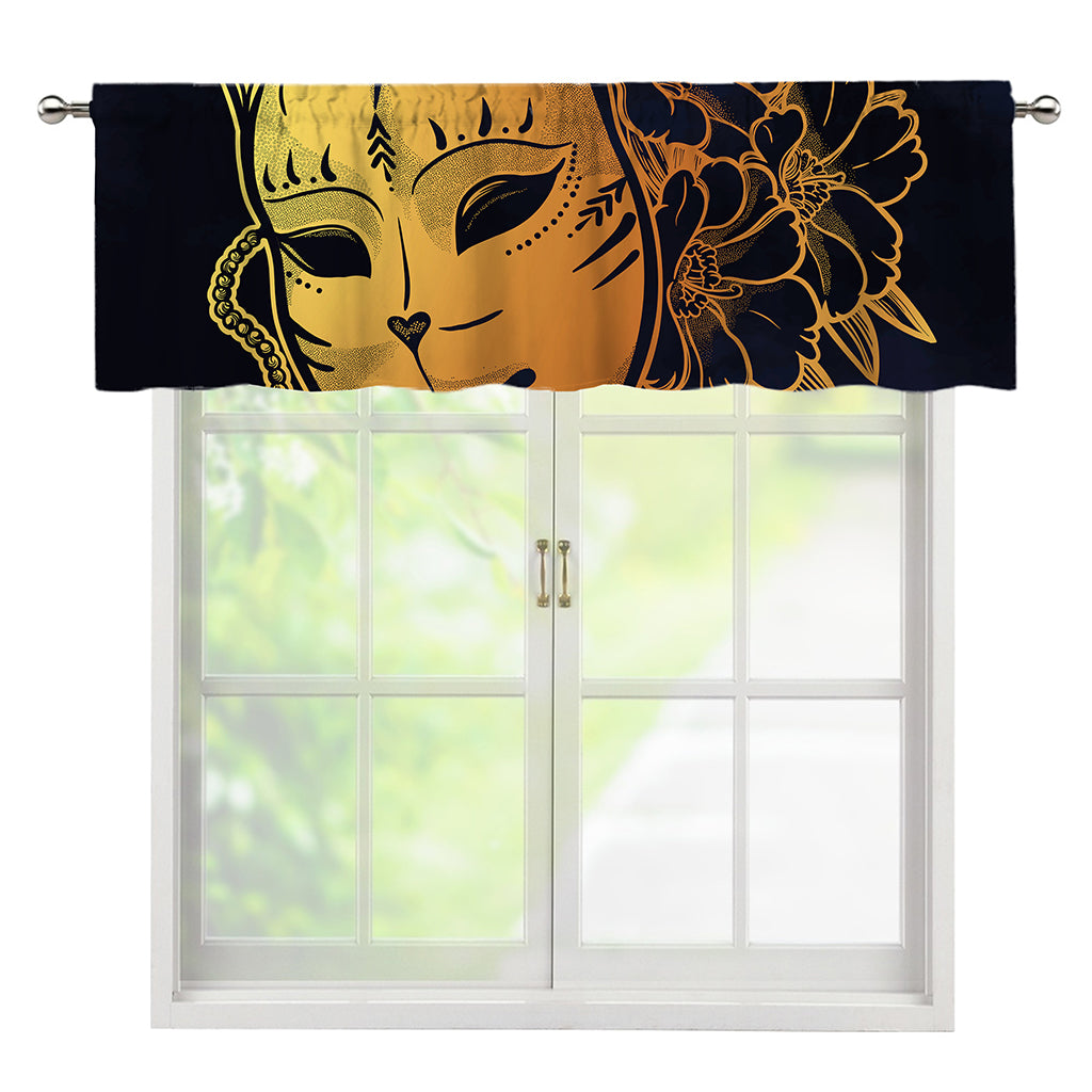 Japanese Fox Mask Print Window Valance
