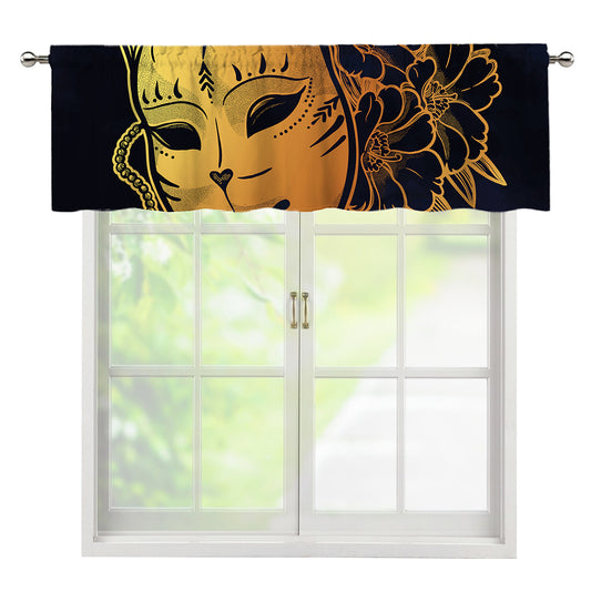 Japanese Fox Mask Print Window Valance