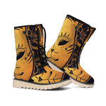 Japanese Fox Mask Print Winter Boots