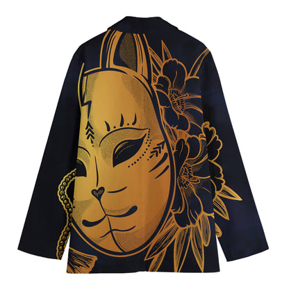 Japanese Fox Mask Print Women's Blazer