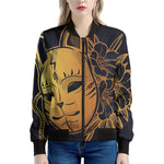 Japanese Fox Mask Print Women's Bomber Jacket
