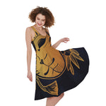 Japanese Fox Mask Print Women's Sleeveless Dress