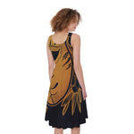 Japanese Fox Mask Print Women's Sleeveless Dress
