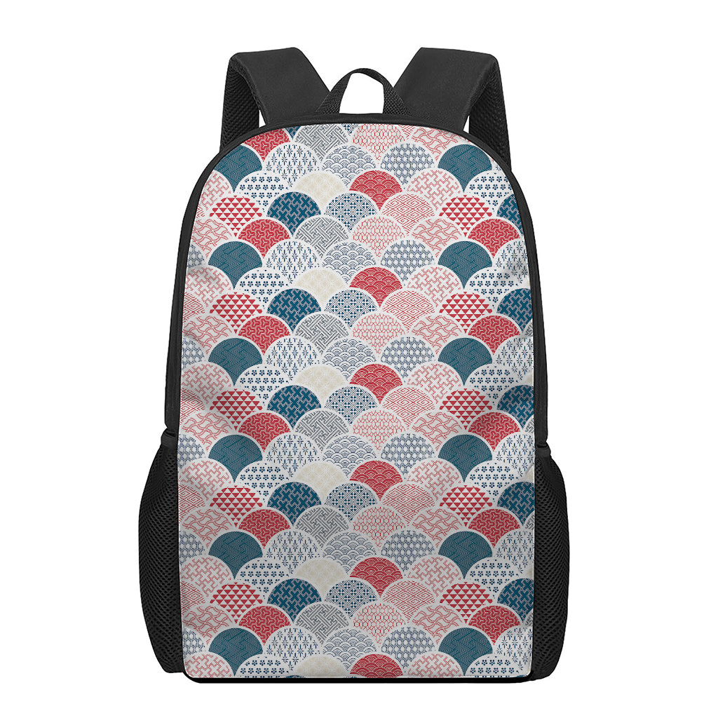 Japanese Geometric Pattern Print 17 Inch Backpack