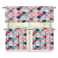 Japanese Geometric Pattern Print 3 Piece Kitchen Curtains
