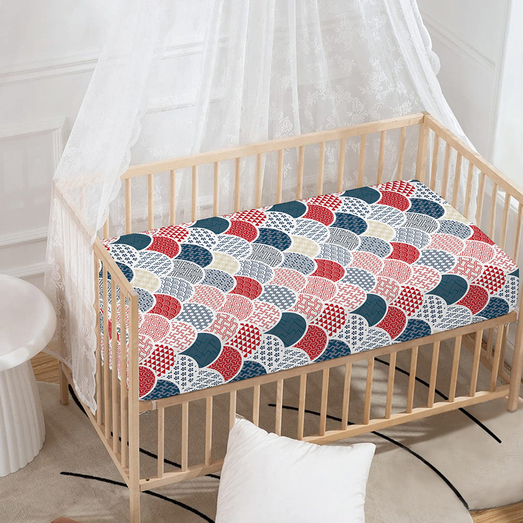 Japanese Geometric Pattern Print Baby Crib Sheet