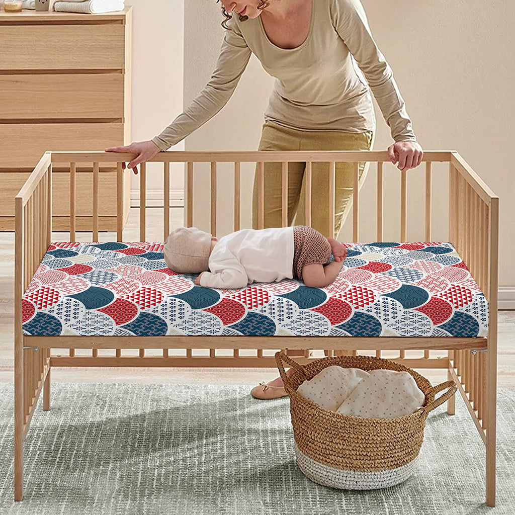 Japanese Geometric Pattern Print Baby Crib Sheet