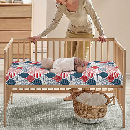 Japanese Geometric Pattern Print Baby Crib Sheet