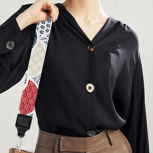 Japanese Geometric Pattern Print Bag Strap