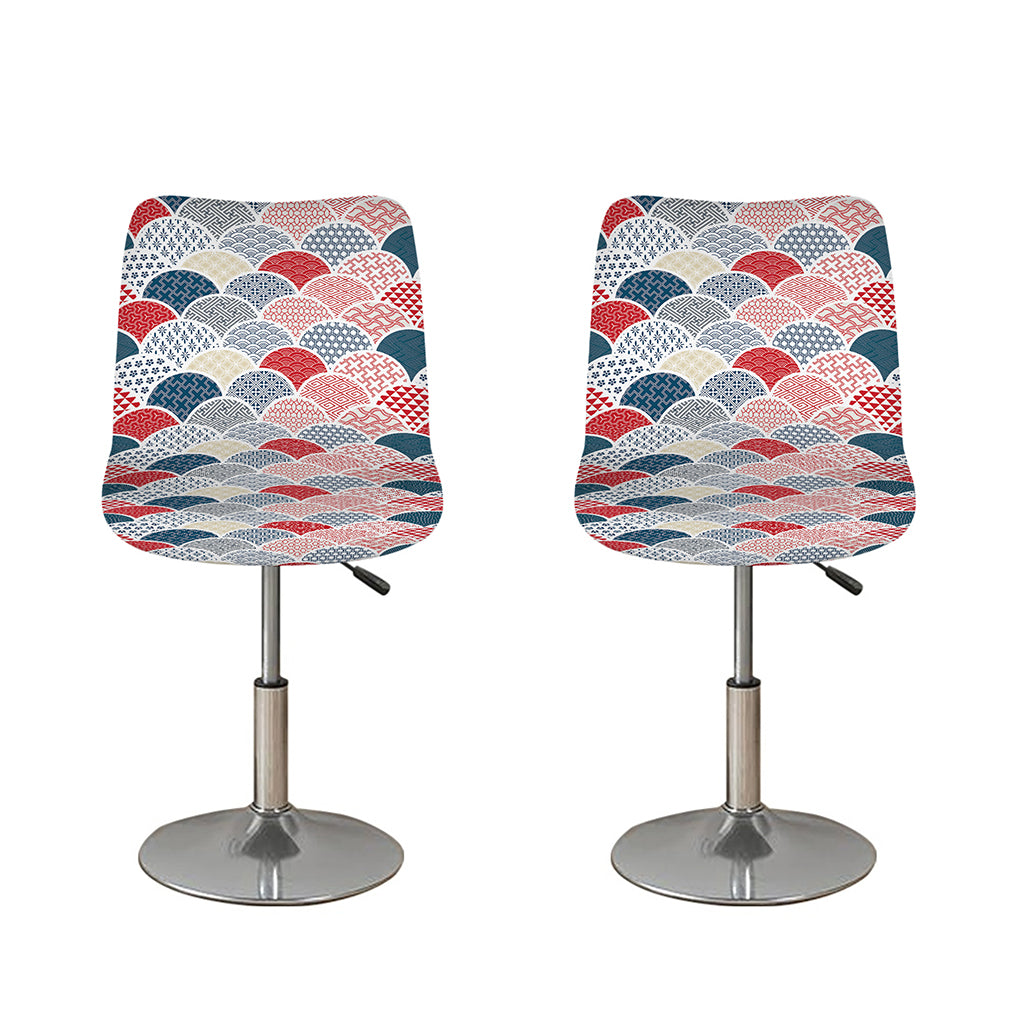 Japanese Geometric Pattern Print Bar Stool Covers