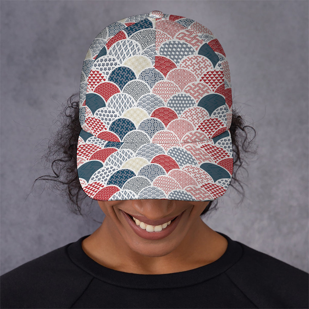 Japanese Geometric Pattern Print Baseball Cap