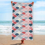 Japanese Geometric Pattern Print Beach Towel