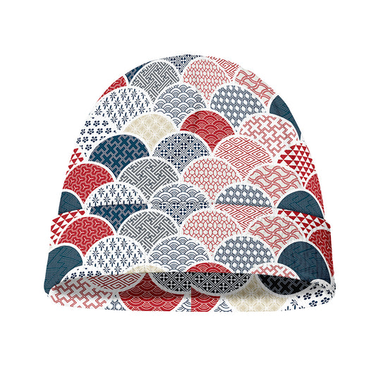 Japanese Geometric Pattern Print Beanie