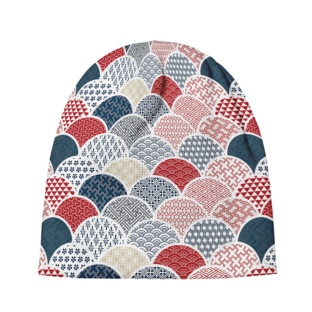 Japanese Geometric Pattern Print Beanie