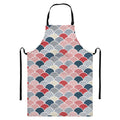 Japanese Geometric Pattern Print Bib Apron With Pocket