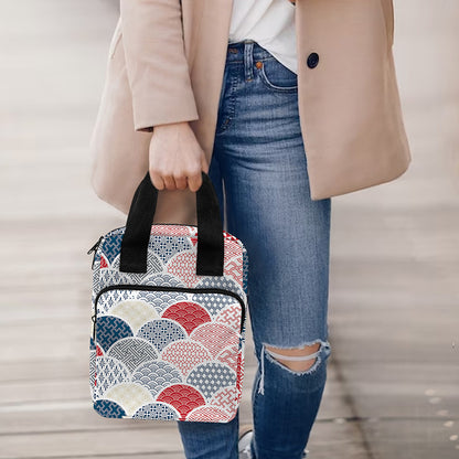 Japanese Geometric Pattern Print Bible Tote Bag