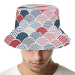 Japanese Geometric Pattern Print Bucket Hat