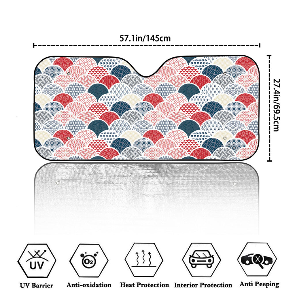 Japanese Geometric Pattern Print Car Windshield Sun Shade