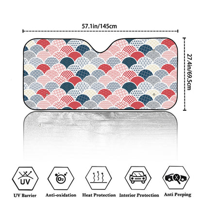Japanese Geometric Pattern Print Car Windshield Sun Shade
