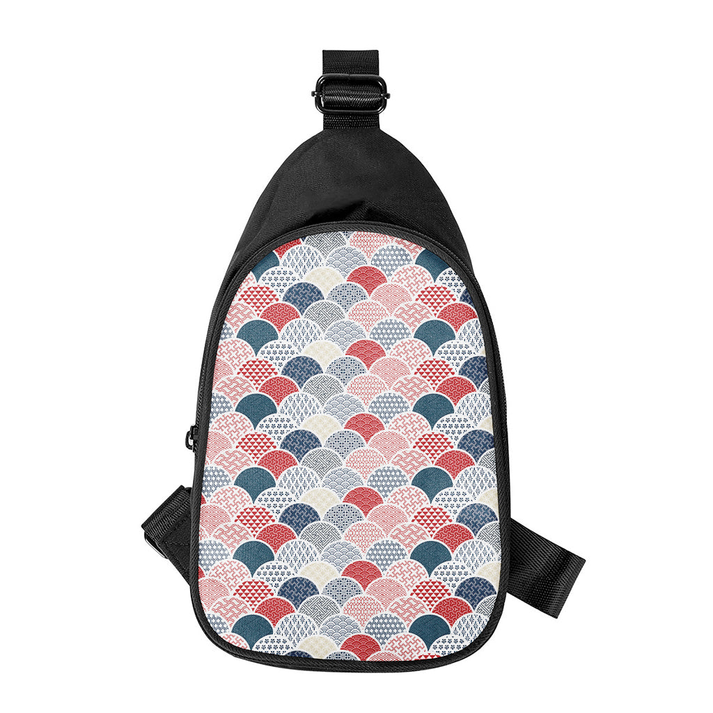 Japanese Geometric Pattern Print Chest Bag