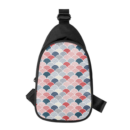 Japanese Geometric Pattern Print Chest Bag