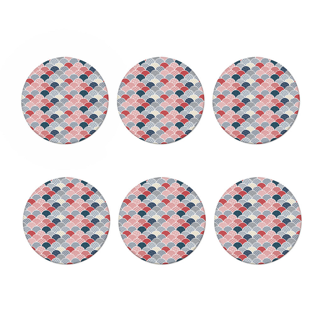 Japanese Geometric Pattern Print Coaster Set
