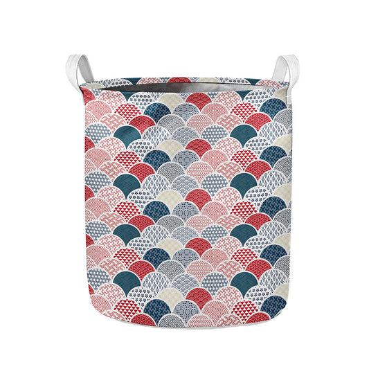 Japanese Geometric Pattern Print Collapsible Laundry Basket