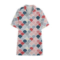 Japanese Geometric Pattern Print Cotton Hawaiian Shirt