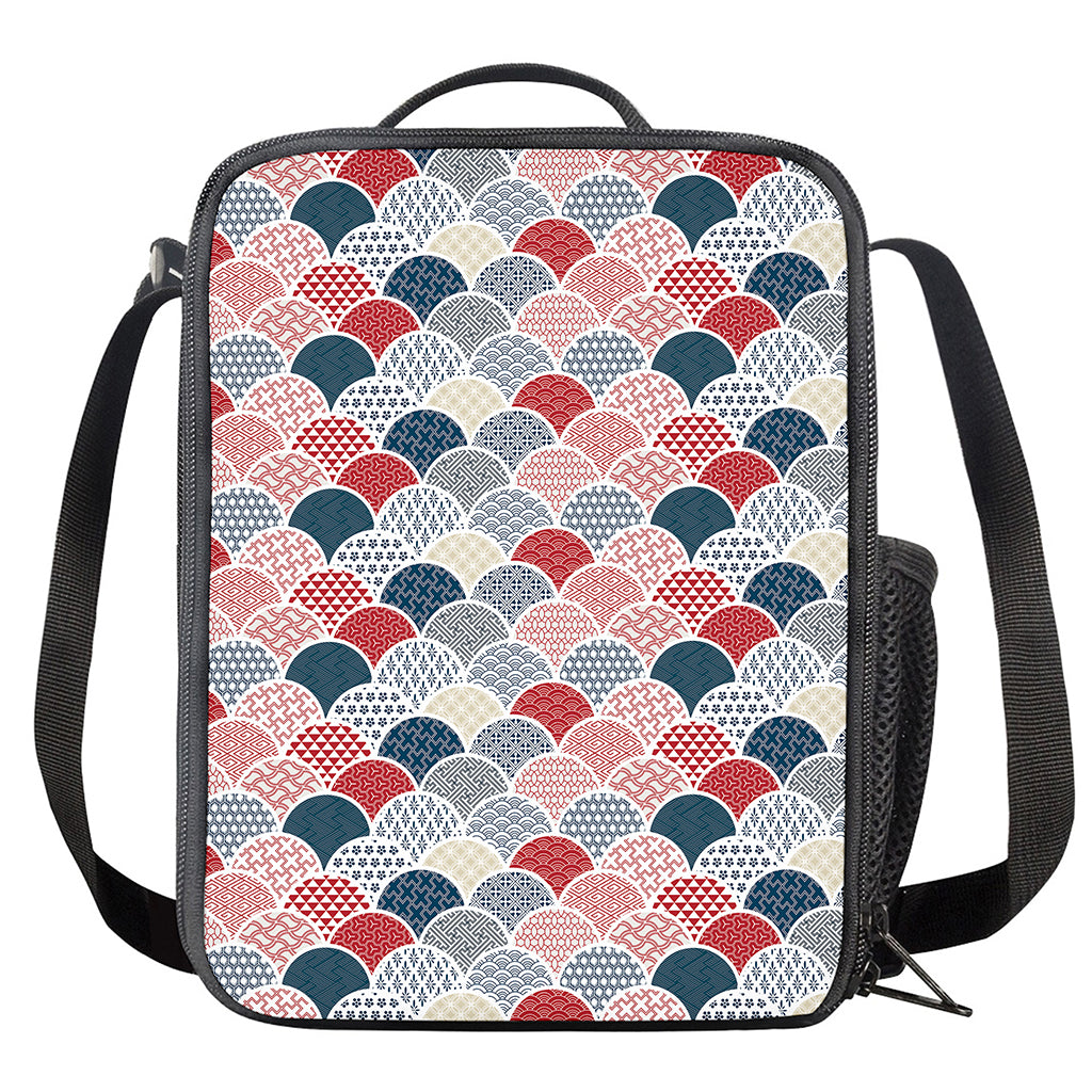 Japanese Geometric Pattern Print Crossbody Lunch Bag