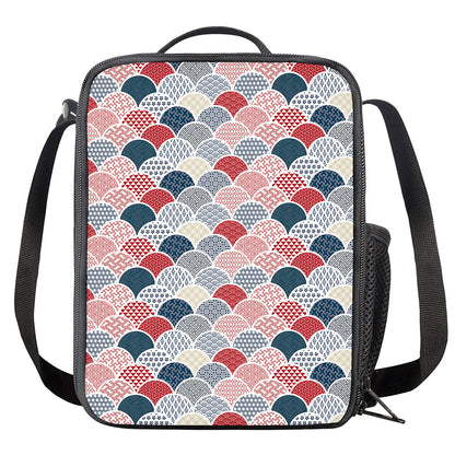Japanese Geometric Pattern Print Crossbody Lunch Bag