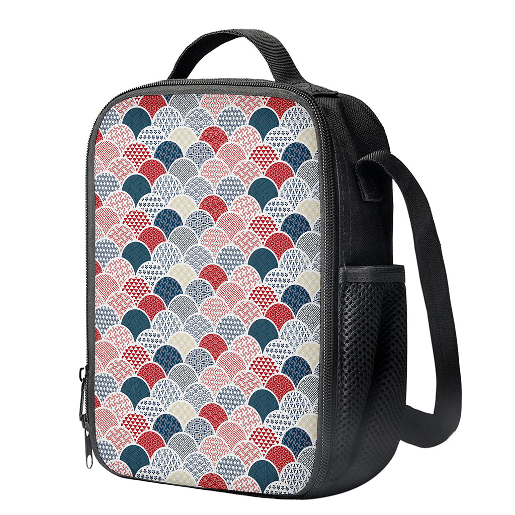 Japanese Geometric Pattern Print Crossbody Lunch Bag