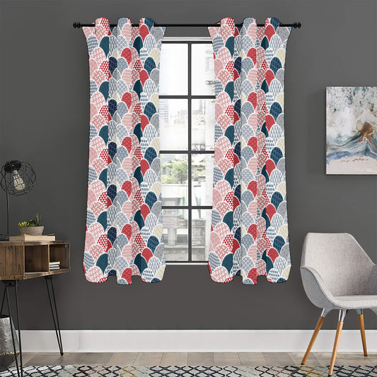 Japanese Geometric Pattern Print Curtain