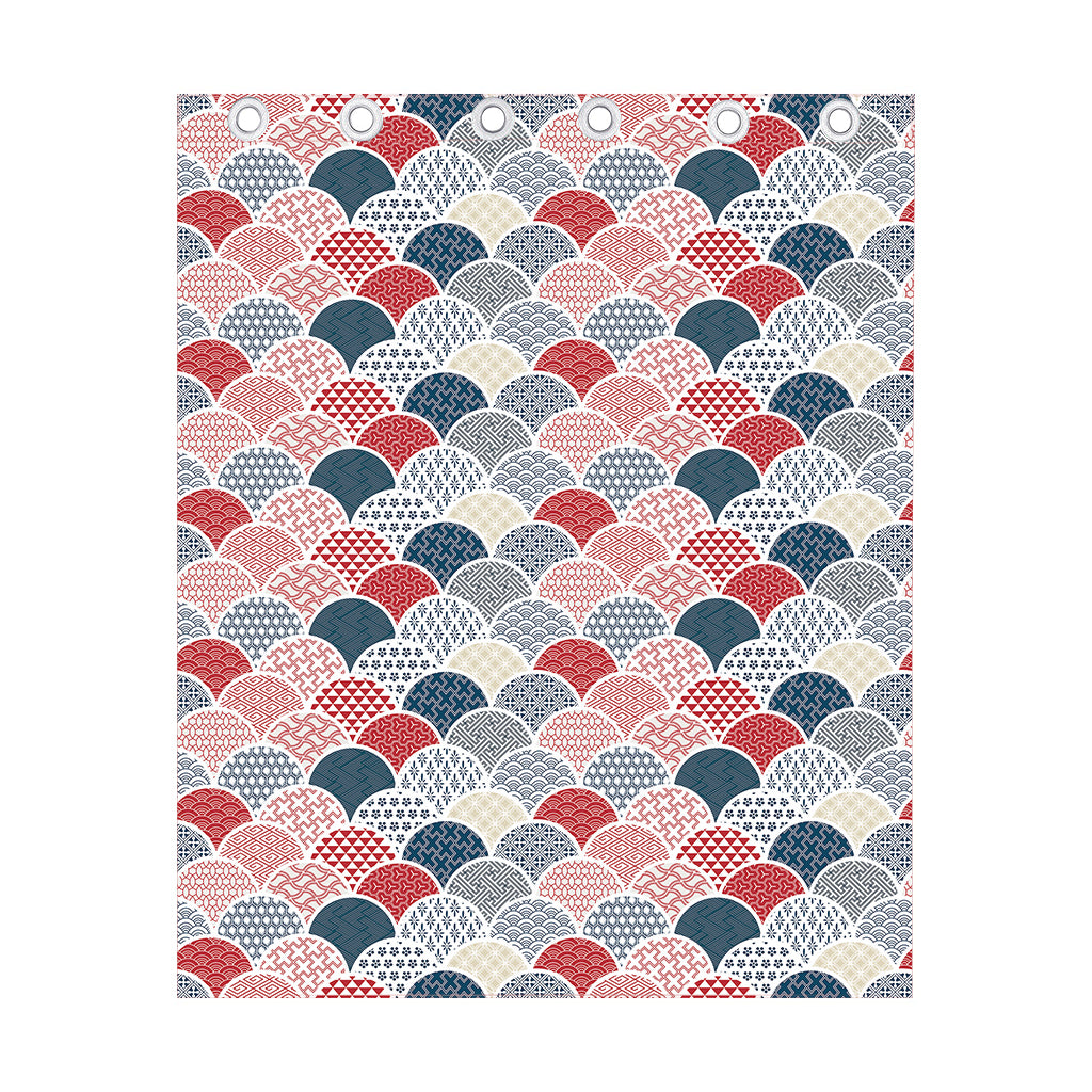 Japanese Geometric Pattern Print Curtain