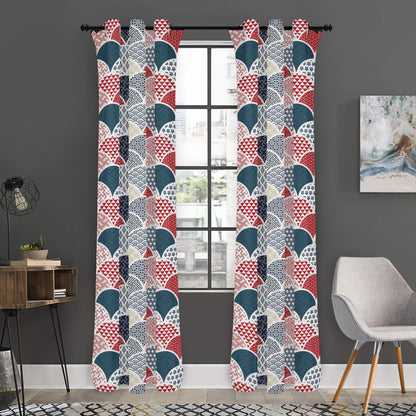 Japanese Geometric Pattern Print Curtain