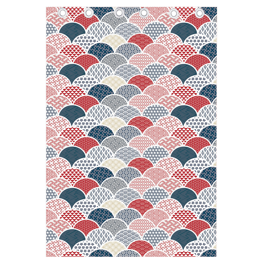 Japanese Geometric Pattern Print Curtain